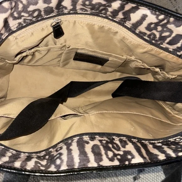 Gently Loved Coach Large Getaway Ocelot Print Nylon Diaper /Weekender Tote Bag - Picture 4 of 12